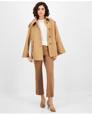 Anne Klein Short Cape Coat - Natural