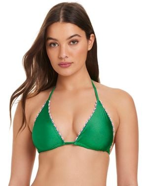 Red Carter Spring Break Floral Classic V-neck Floral Bikini Top - Green