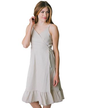 Hope & Henry Ruffle Hem Wrap Dress - White