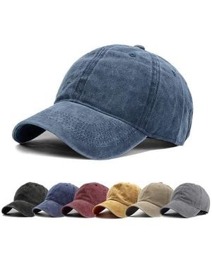 FURLING Washed Distressed Twill Cotton Baseball Cap - Blue