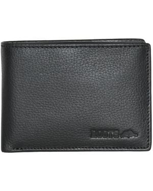 ROOTS Men Leather Slimfold Wallet - Black