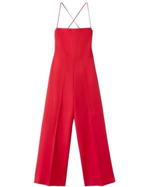 Mango Cross-back Linen Blend Playsuit - Red