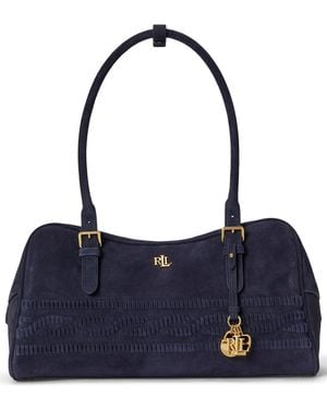 Ralph Lauren Cable-embossed Medium Marcy Zip Satchel Bag - Blue