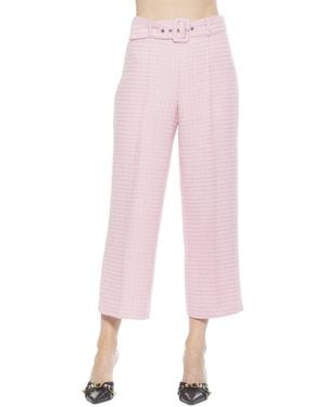 Alexia Admor Caden Tweed Belted Wide Leg Pants - Pink