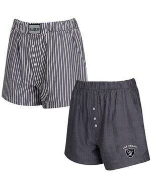 Concepts Sport 2-pack Las Vegas Raiders Stripes And Solids Boxer Shorts Set - Gray