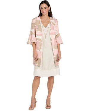 R & M Richards Rm Richards V-neck Dress & Printed Jacket - Pink