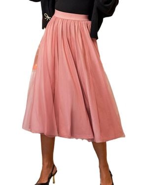 CUPSHE A Line Mesh Midi Skirt - Pink