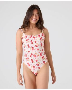 Roxy Cherry Printed Scoop Neck One-piece Swimsuit - Red