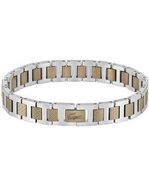 Lacoste Metropole Silver-tone Stainless Steel Black Ip Bracelet - Metallic