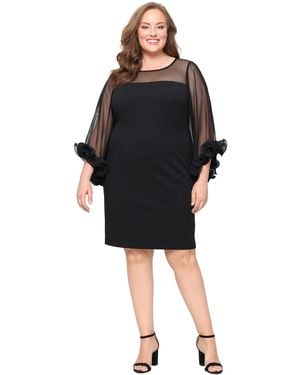 Alex Evenings Plus Size 3/4-sleeve Crepe A-line Dress - Black