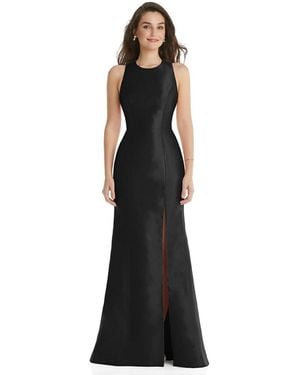 Alfred Sung Jewel Neck Bowed Open-back Trumpet Dress - Black