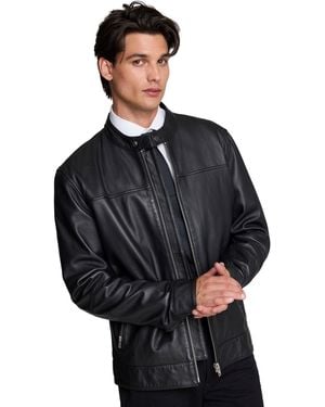 Kenneth Cole Moto Classic-fit Leather Jacket - Black