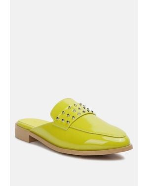 Rag & Co Yashta Patent Studded Flat Mules - Yellow