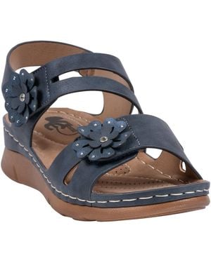 Gc Shoes Flower Detail Round Toe Sandals - Blue