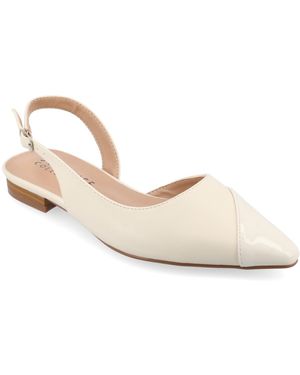 Journee Collection Daphnne Pointed Toe Slingback Flats - White
