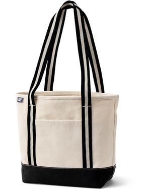 Lands' End Medium 5 Pocket Open Top Long Handle Canvas Tote Bag - Black
