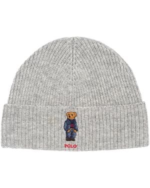 Polo Ralph Lauren Solid Denim Bear Beanie - Gray