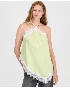 BarIII Asymmetrical Satin Top - Green