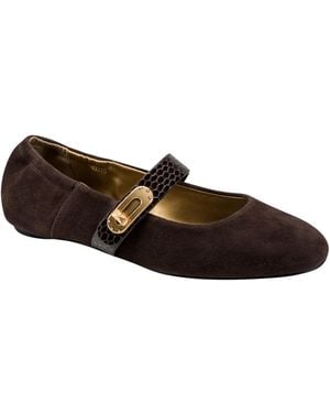 Donna Karan Anselm Mary Jane Flat Shoes - Brown