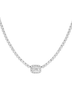 Effy Effy Lab Grown Diamond Emerald- & Round-cut Halo18" Collar Necklace (2-7/8 Ct. T.w. - Natural