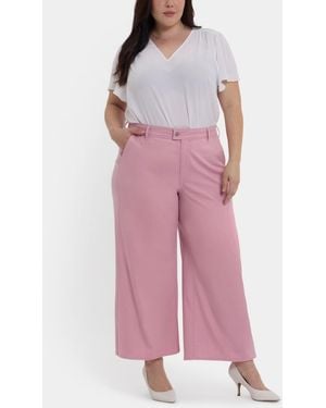 NYDJ Plus Size Mona Wide Leg Trouser Ankle Pants - Pink
