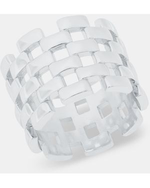 INC International Concepts Gold-tone Basketweave Ring - White
