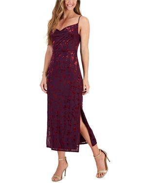 Taylor Sleeveless Velvet Burnout Draped-neck Dress - Purple