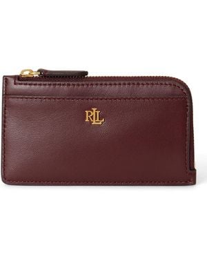 Ralph Lauren Leather L-zip Card Case Wallet - Red