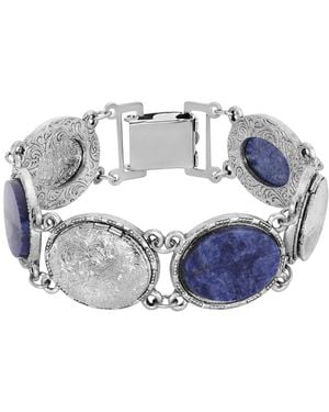 2028 Silver-tone Oval Semi Precious - Blue