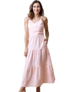 Hope & Henry Tiered Wrap Dress - Pink