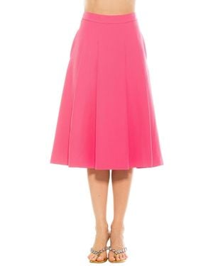 Alexia Admor Illia Pleated Midi Skirt With Waistband - Pink