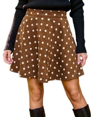 CUPSHE Polka Dot High-waisted A-line Mini Skirt - Brown