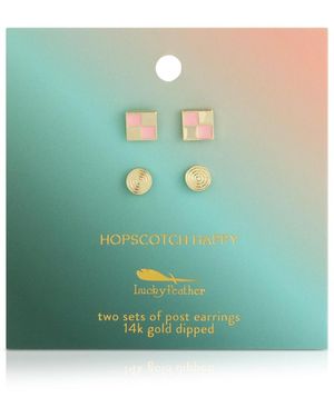 Lucky Feather Earring Set - Green