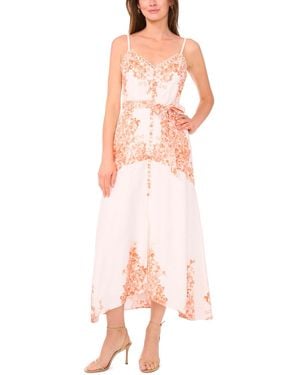 Cece Placement Print Sleeveless Fit & Flare Dress - Pink