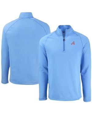 Cutter & Buck Heather Atlanta Braves Peshastin Eco Fleece Raglan Quarter-zip Sweatshirt - Blue