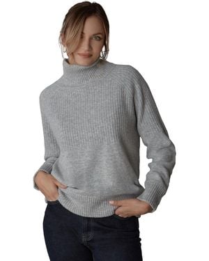 Macy's Mock Neck Merino Wool Pullover Sweater - Gray