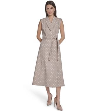 Calvin Klein Collared Neck Midi Dress - Natural