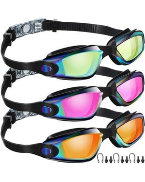 Gnuadz 3pc Swimming goggles Anti Fog Silicone Swim Glasses Nose Clip Ear Plugs - Blue