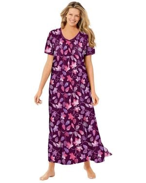Dreams & Co. Petite Long T-shirt Lounger - Purple
