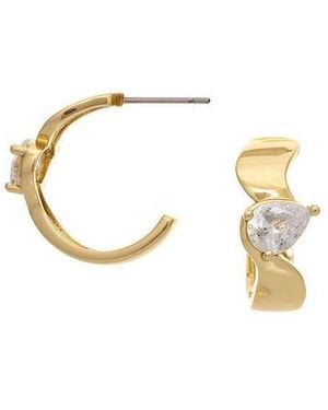 Rivka Friedman 18k Gold Plated Pear Cz Hoop Earrings - Black