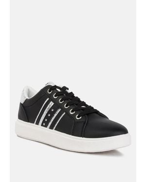 LONDON RAG Claude Faux Leather Back Panel Detail Sneakers - Black
