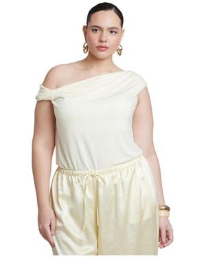 Eloquii Plus Size Asym Twist Sleeve Top - White