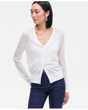 INC International Concepts Lightweight Metallic-knit V-neck Cardigan - White