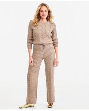 Style & Co. Shine Cable-knit Wide-leg Sweater Pants - Natural