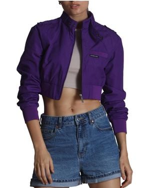 Members Only Mini Cropped Racer Jacket - Blue
