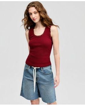 And Now This Now This Sleeveless Lace Trim Tank Top Macys Exclusive - Red