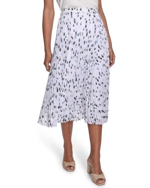 Calvin Klein Printed Pleated Pull-on Midi Skirt - White