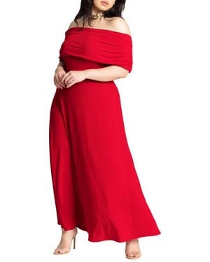 Eloquii Plus Size Off The Shoulder Maxi Dress - Red
