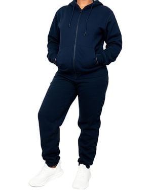 Blu Rock Loose Fit Full-zip Hoodie And jogger Sweatpants Matching - Blue
