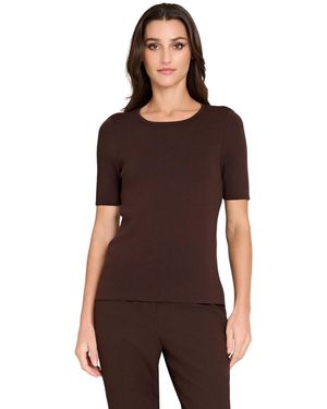 Tahari And Petites Short Sleeve Sweater - Brown